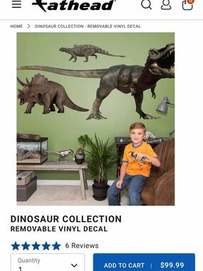Jurassic Park Dinosaur Collection Removable Vinyl Decal - Green, Red, Blue
